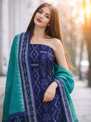 Tikidi paper sambalpuri unstitiched cotton dress meterial