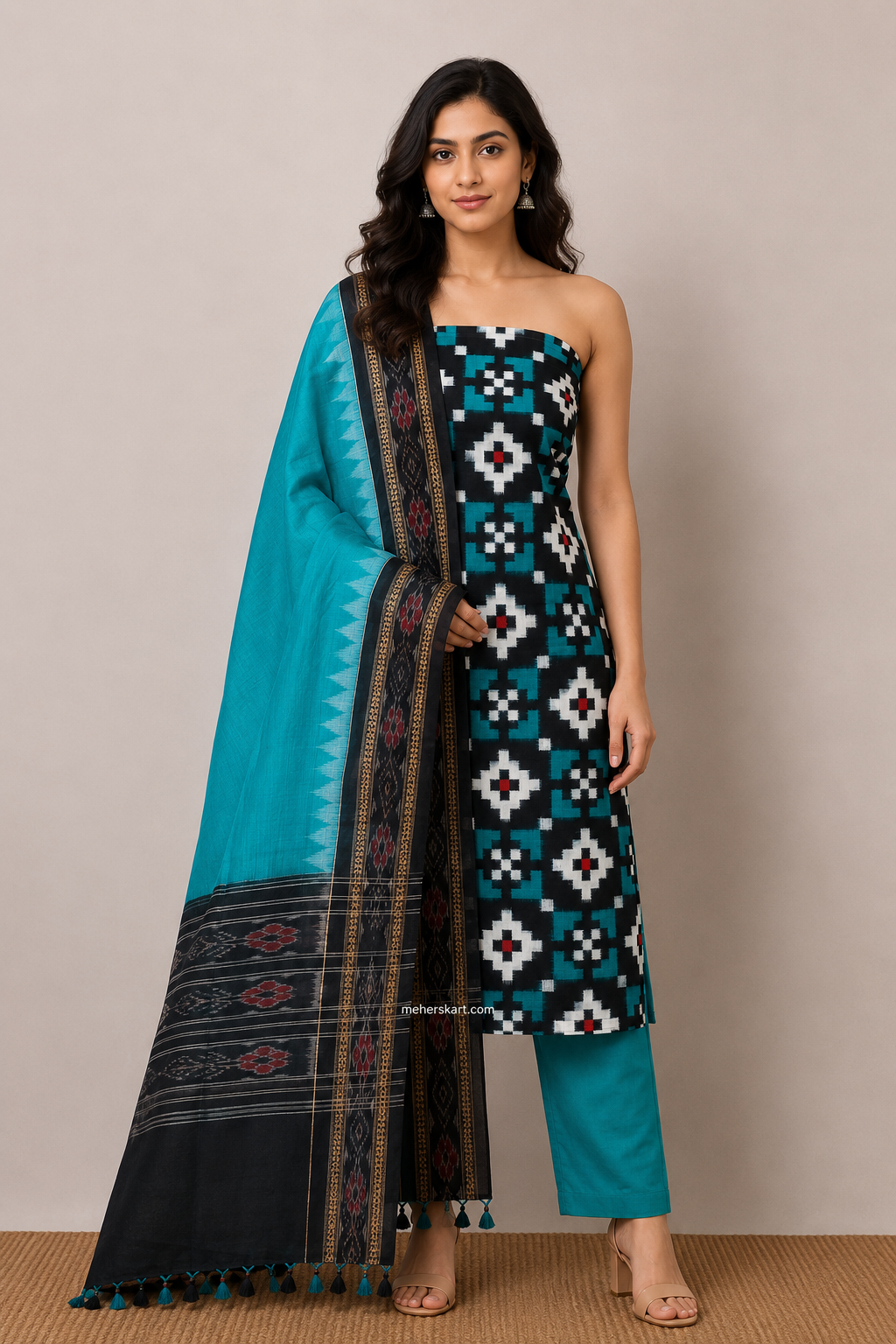 pasapali unstitiched dress meterial rama black